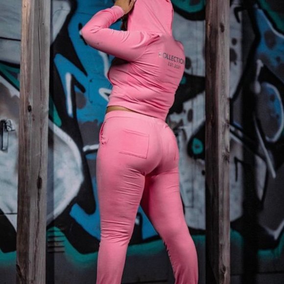 Juicy Silver Reflective Letter Print Drawstring Pocket Hoodie & Sweatpants Set - Picture 6 of 6